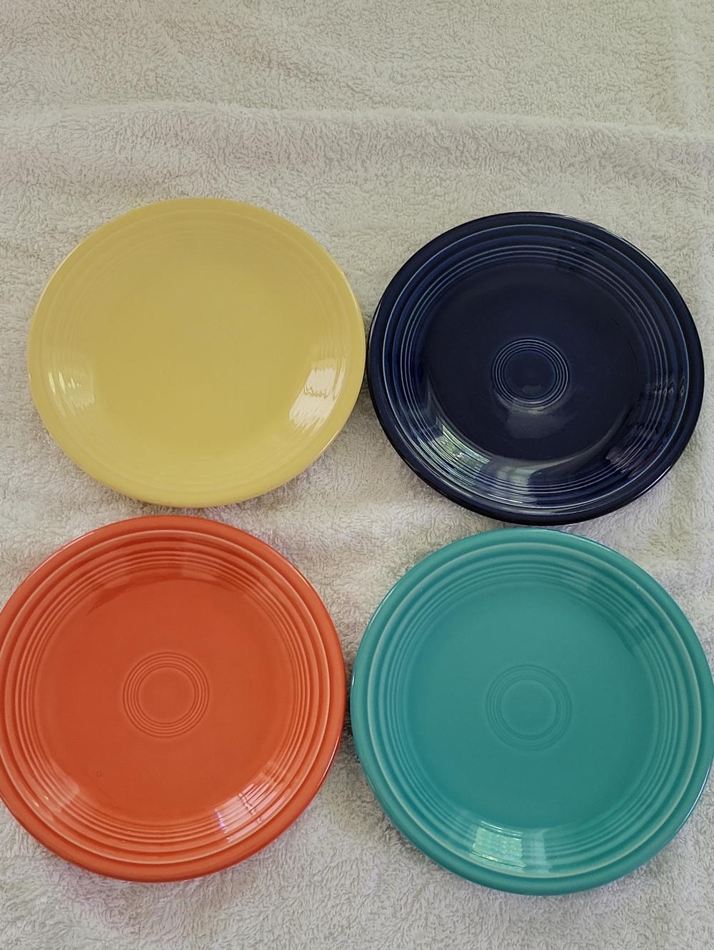 80's Fiesta Homer Laughlun 9" Plate Set in Yellow, Navy, Orange, Teal